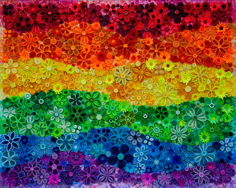 Opaline — quilled rainbow color flowers